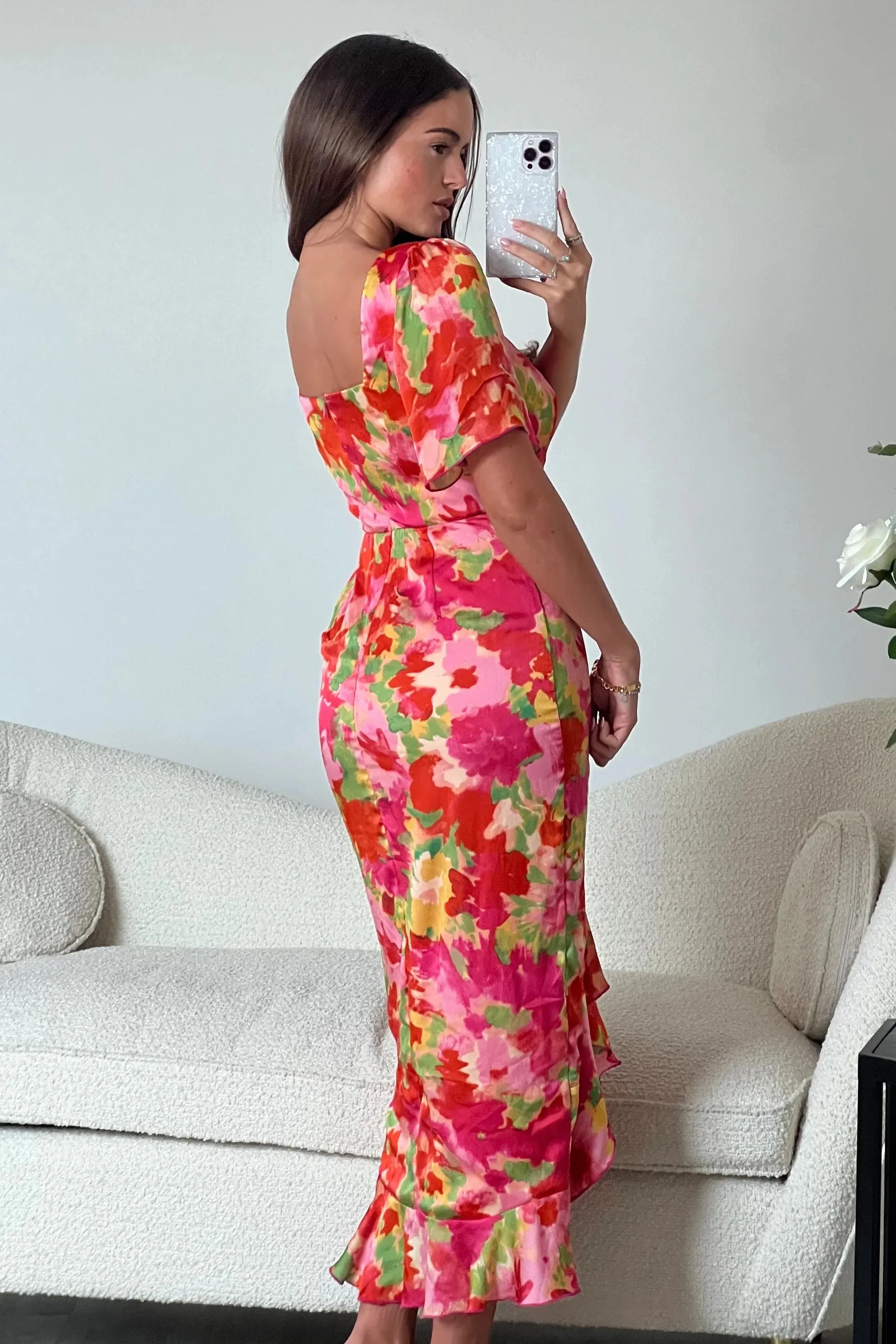 4-A1761 Heidi Orange Floral Dress