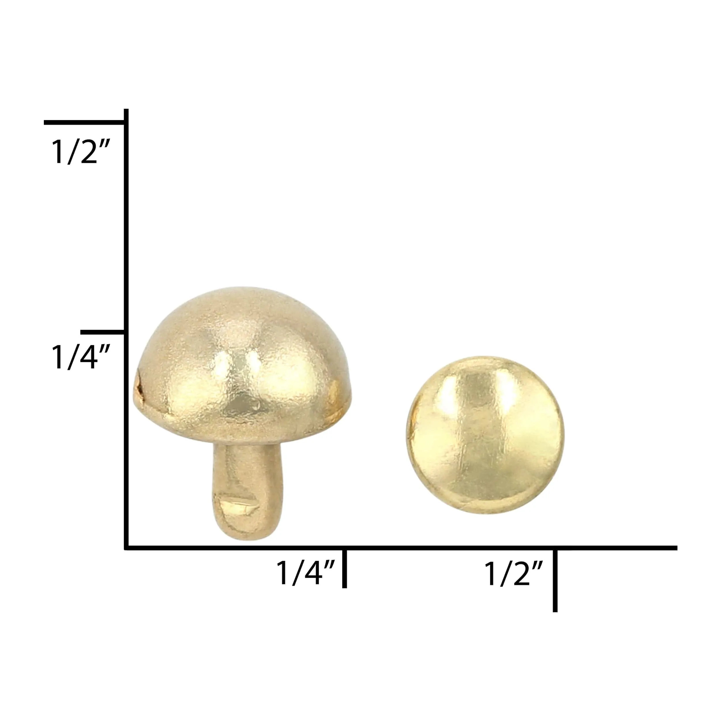 7mm Gold, Dome Top Rivet Stud, Steel - PK5, #P-2593-GOLD