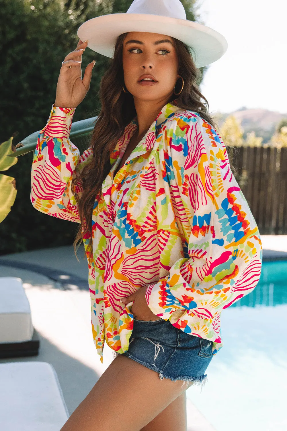 Abstract High Low Oversized Shirt