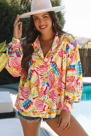 Abstract High Low Oversized Shirt