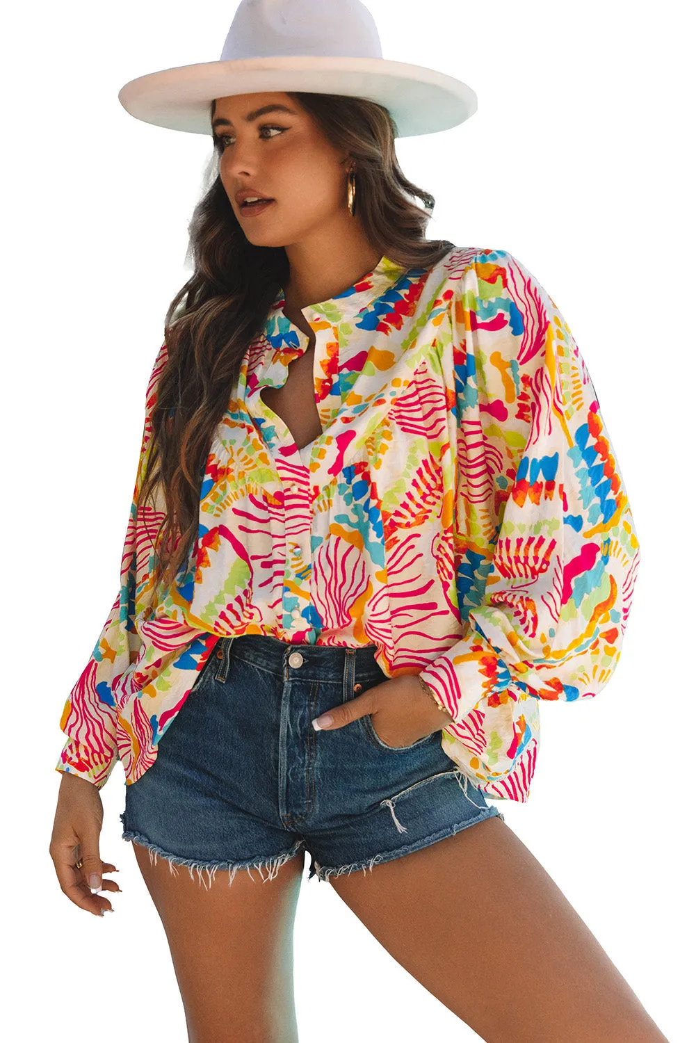 Abstract High Low Oversized Shirt