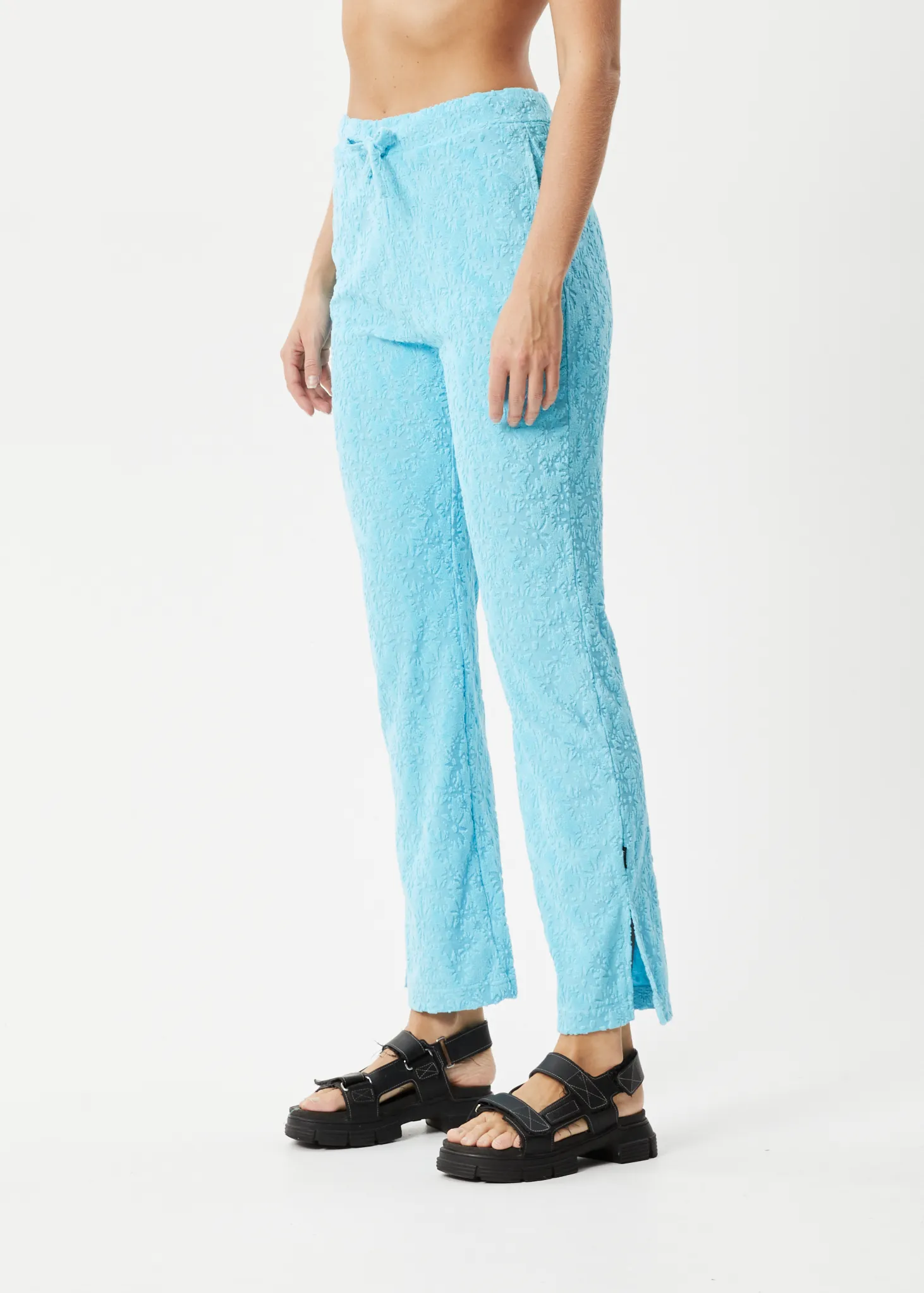 AFENDS Womens Moon - Terry Pants - Blue Daisy