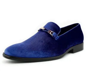 Amali Navy Luxe Velvet Loafers Men’s Vegan Velvet