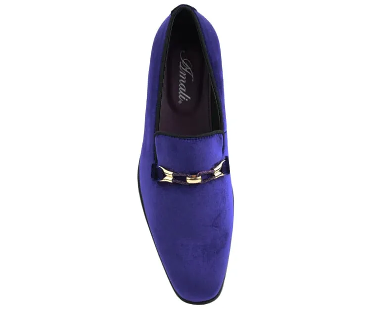 Amali Navy Luxe Velvet Loafers Men’s Vegan Velvet