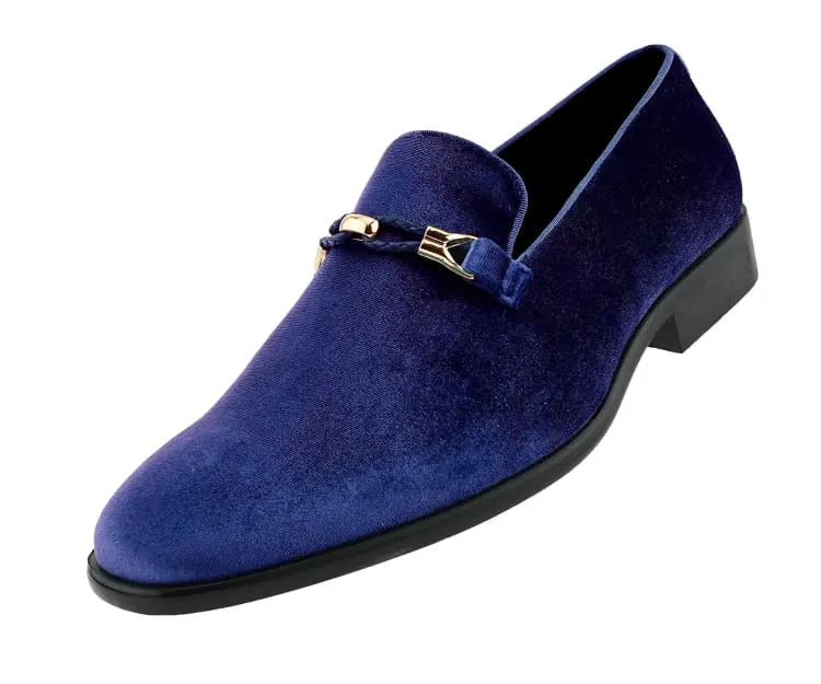 Amali Navy Luxe Velvet Loafers Men’s Vegan Velvet