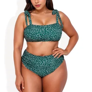 Anna-Kaci Women's Two-Piece Swimwear Set with Adjustable Straps and High-Waisted Bottom