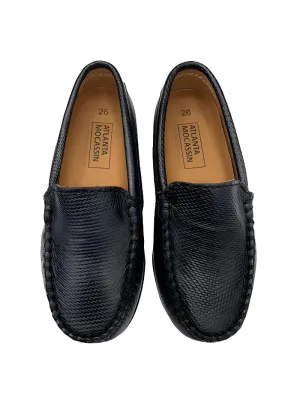 Atlanta Mocassin Black Textured Print Loafer 15397