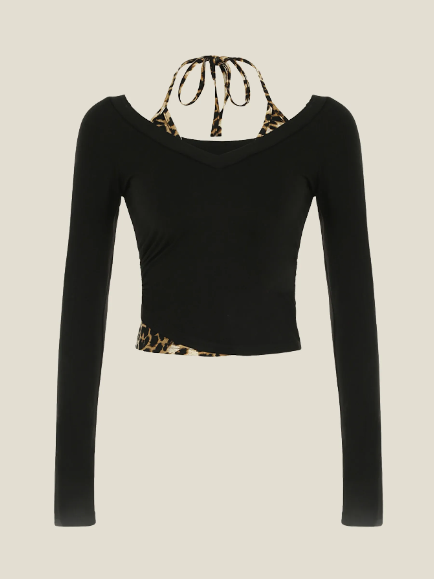 Avalon Long Sleeve Leopard Halter Top
