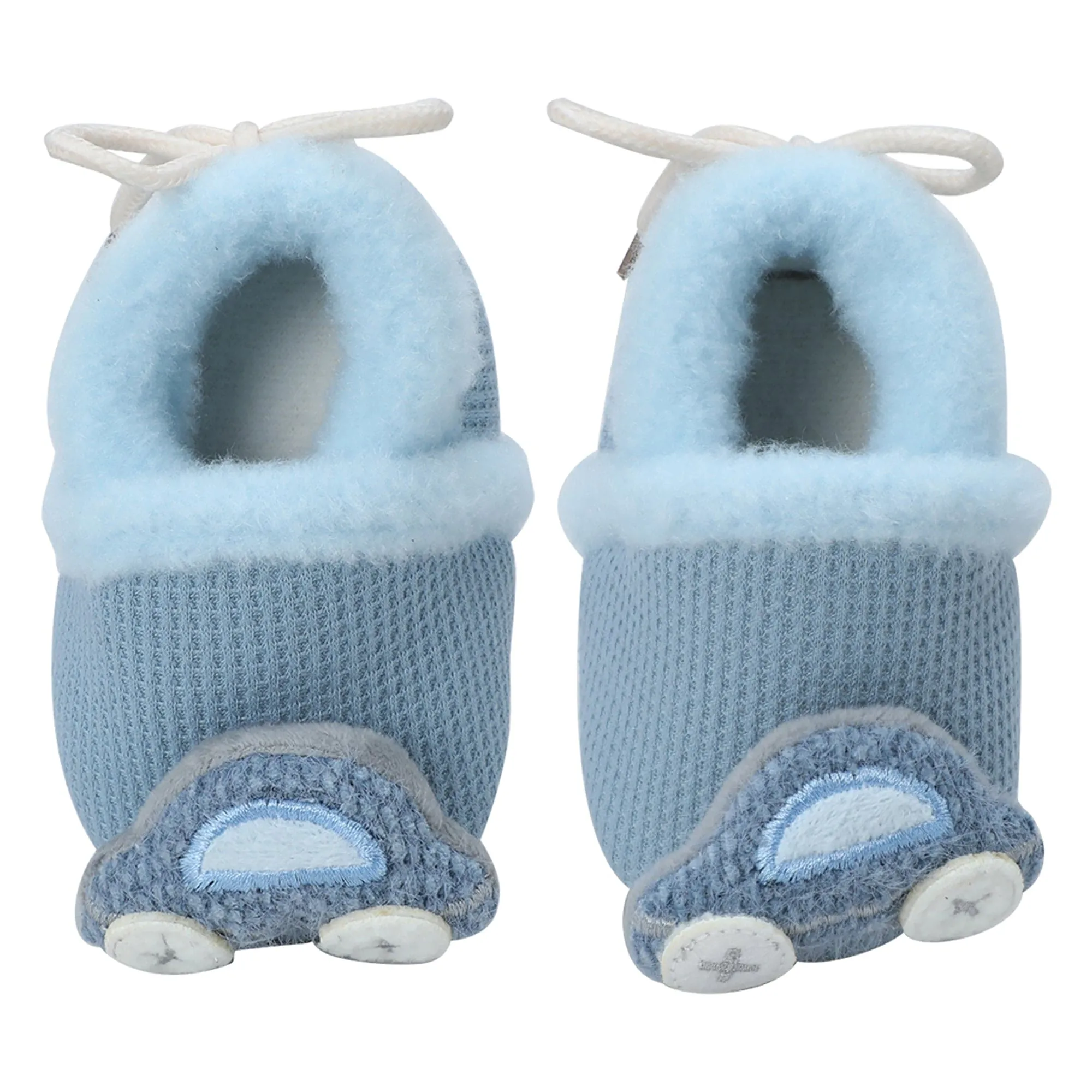 Baby Moo 3D Car Soft Slip-On Anti-Skid Plush Warm Booties - Blue
