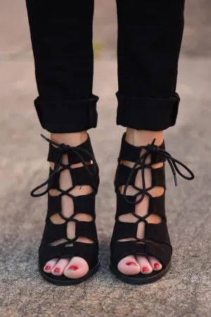 Black Lace Up Booties