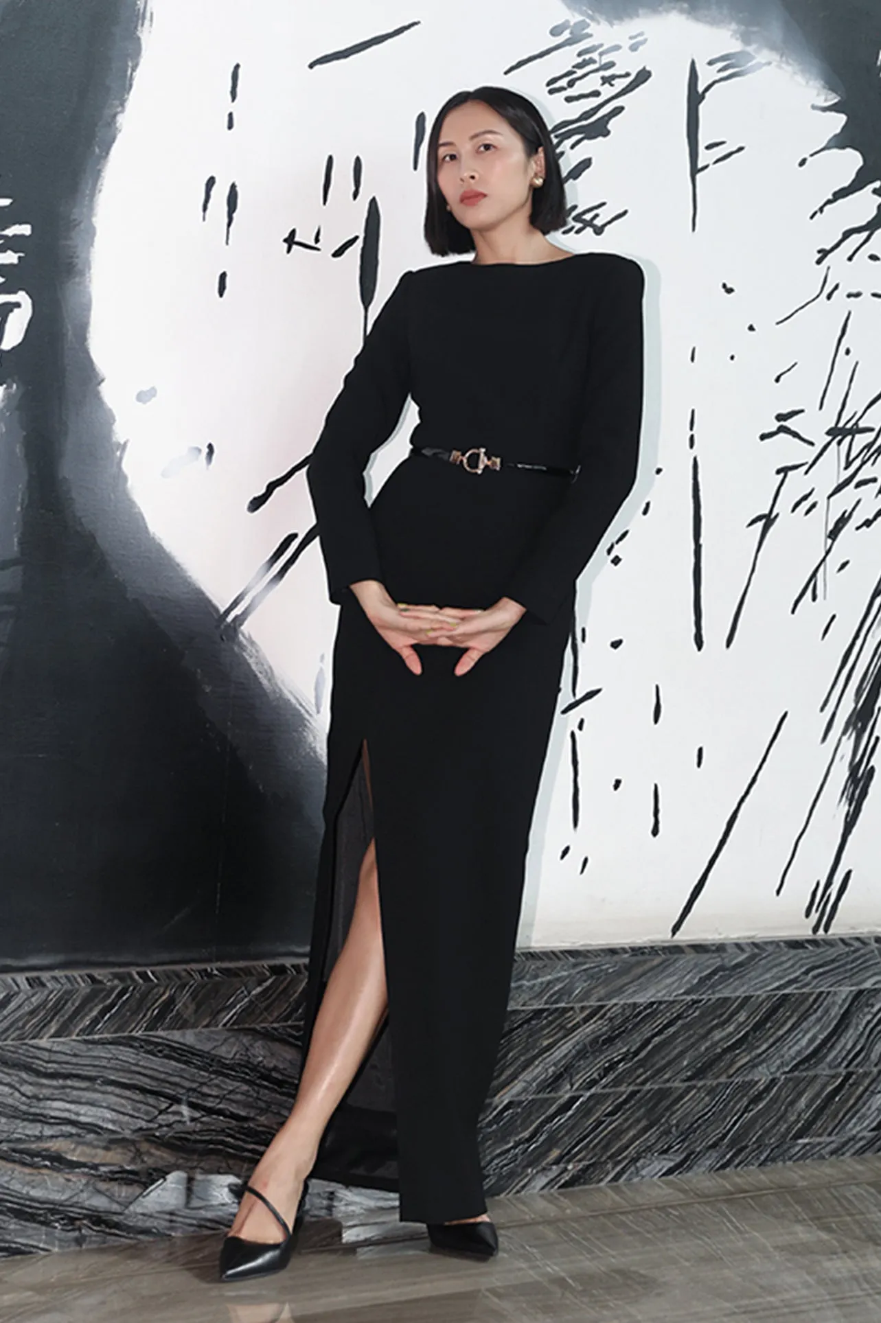 BOAT NECK-LINE MAXI DRESS