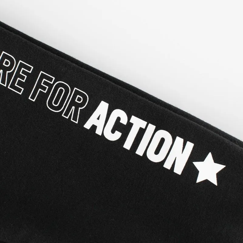 Boys Letter Print Black Cotton Sweatpants