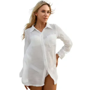 Button Sheer Blouse CoverUp