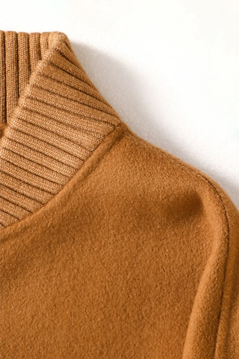 Cropped Wool-Cashmere Doule-Faced Zip-Up Bomber Jacket