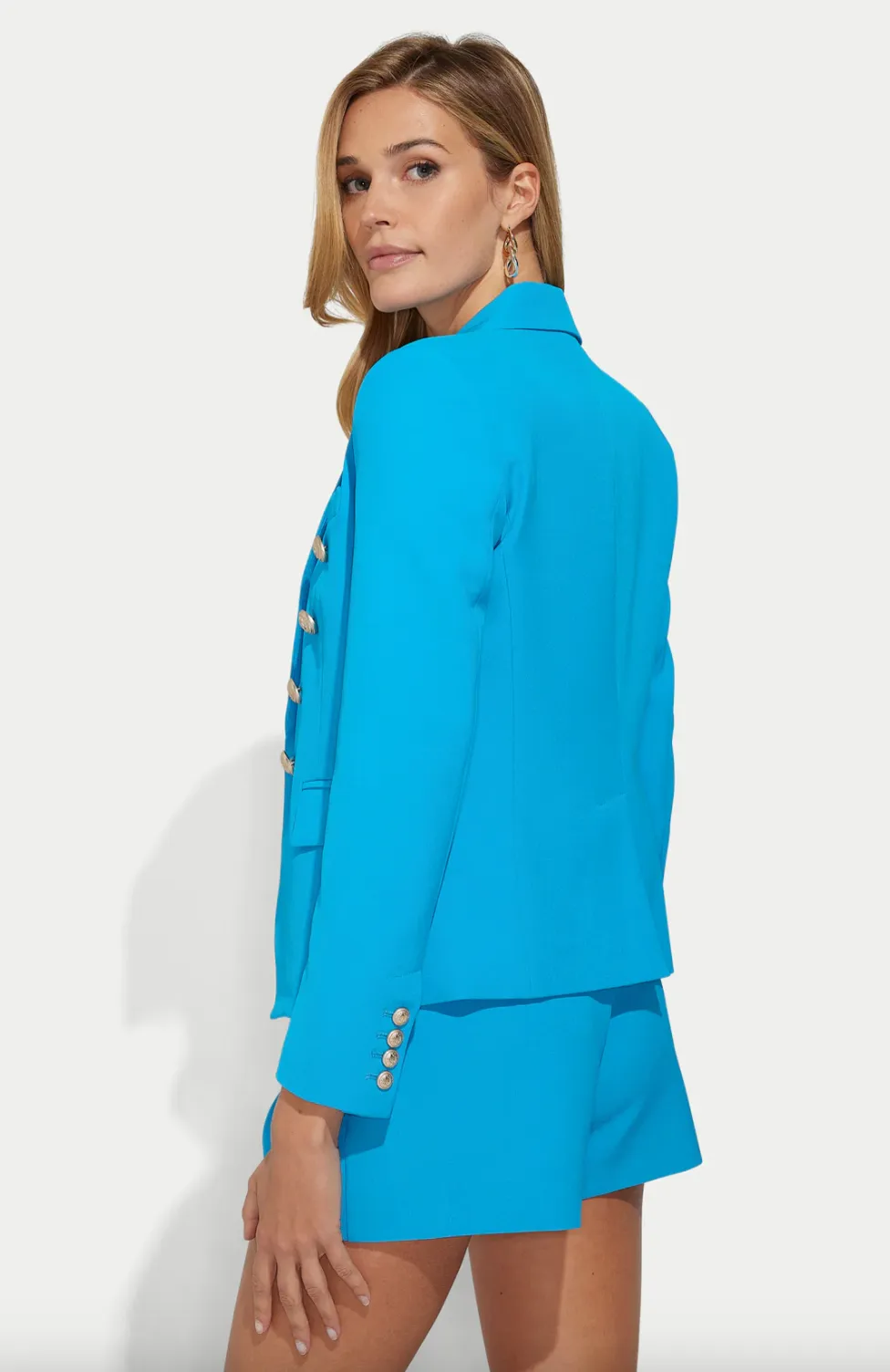 Delilah Crepe Blazer - Amalfi Blue