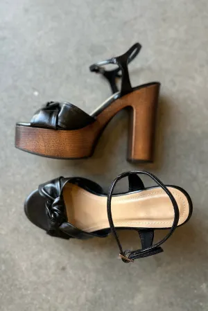 DION BLACK KNOTTED PLATFORM SANDAL