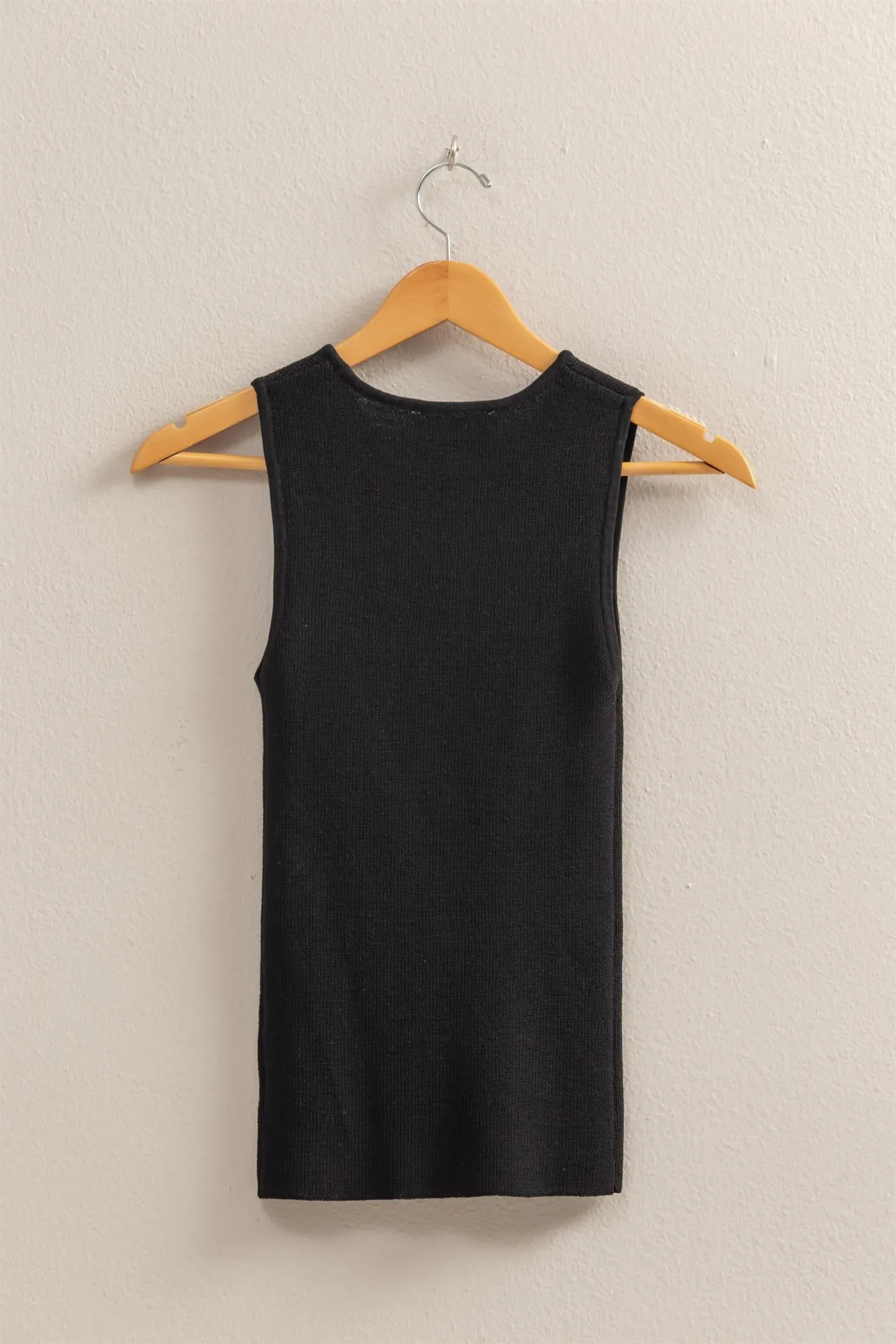 DZ25C450-Ribbed Knit Flattering Fit Tank Top