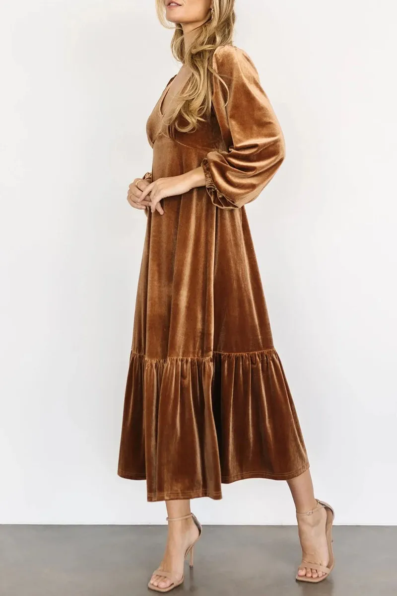 Elegant Simplicity Solid Flounce V Neck A Line Dresses(5 Colors)