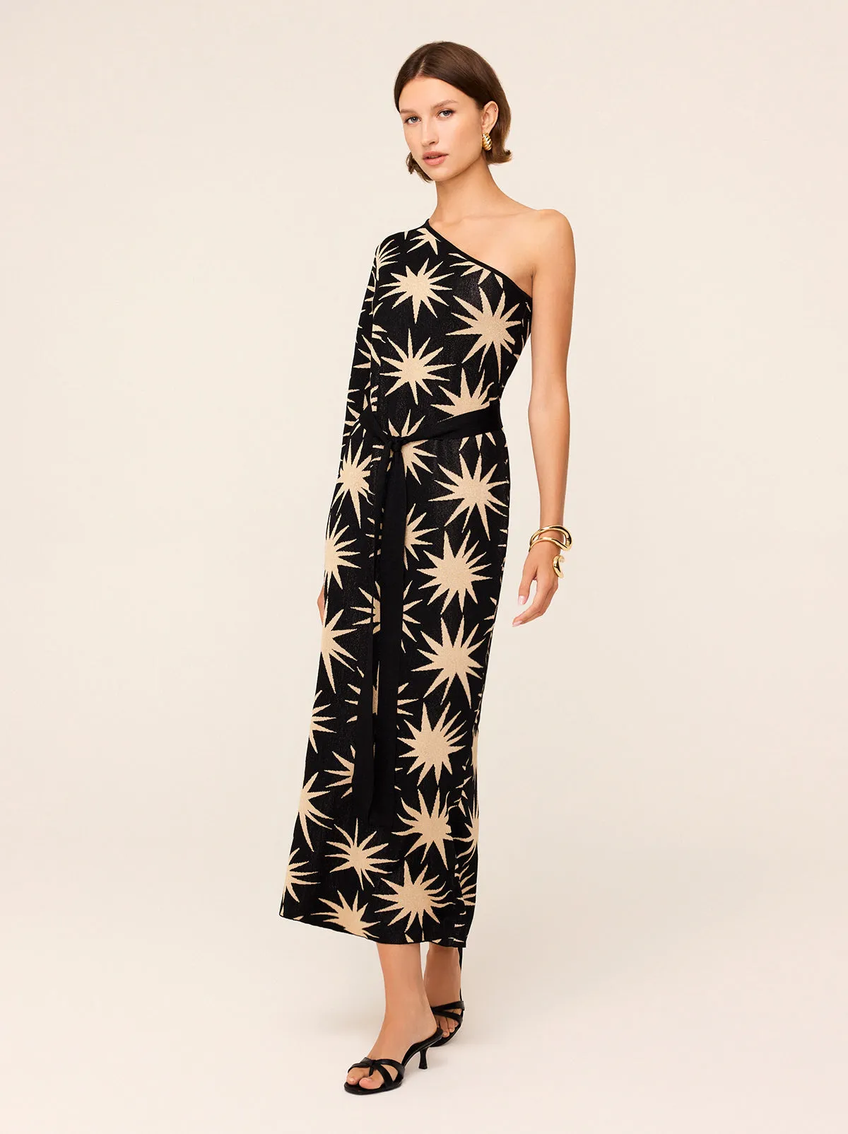 Esme Star Lurex One Shoulder Knit Dress