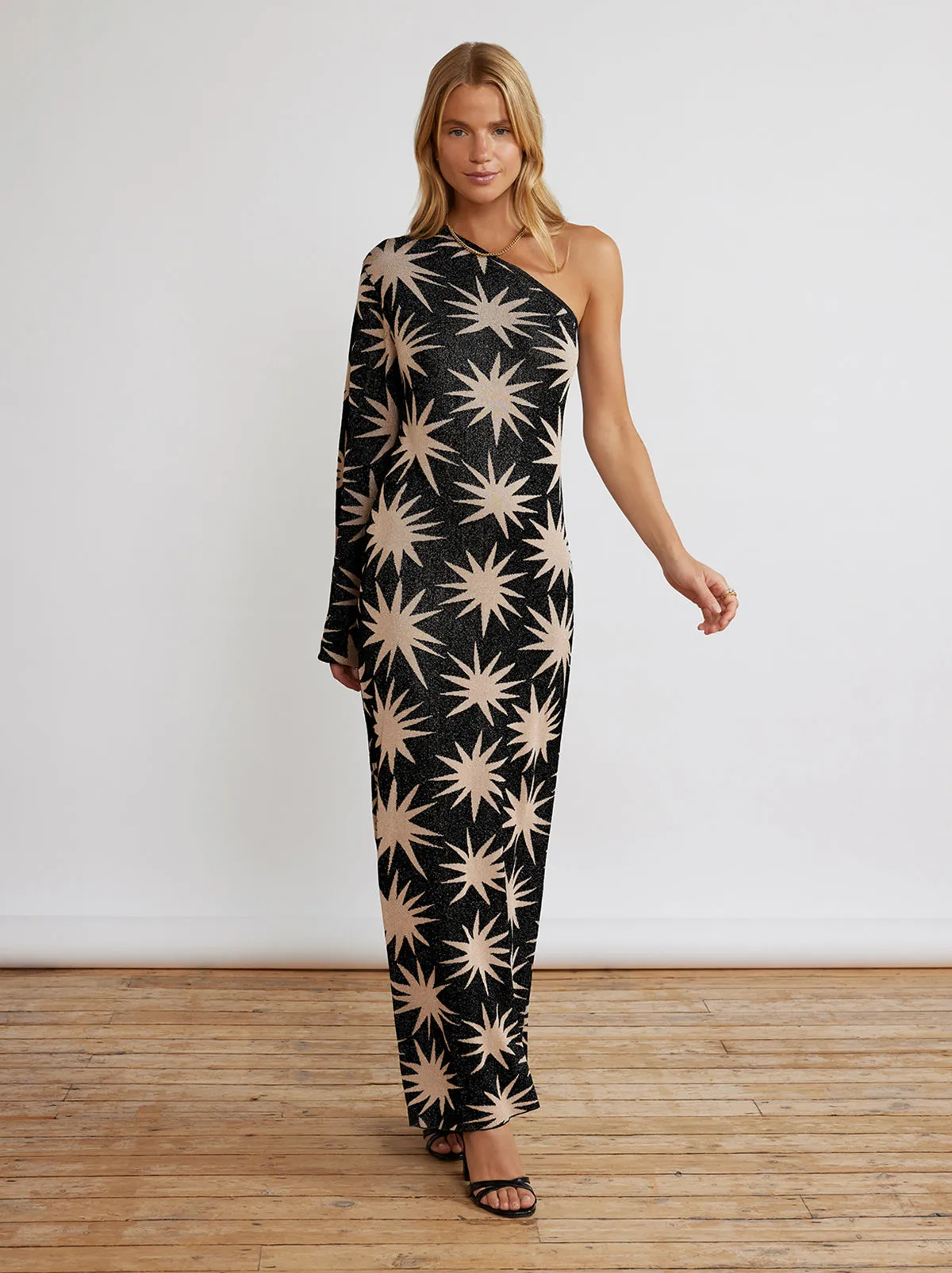 Esme Star Lurex One Shoulder Knit Dress