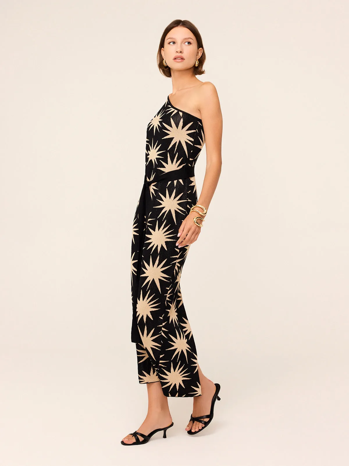 Esme Star Lurex One Shoulder Knit Dress