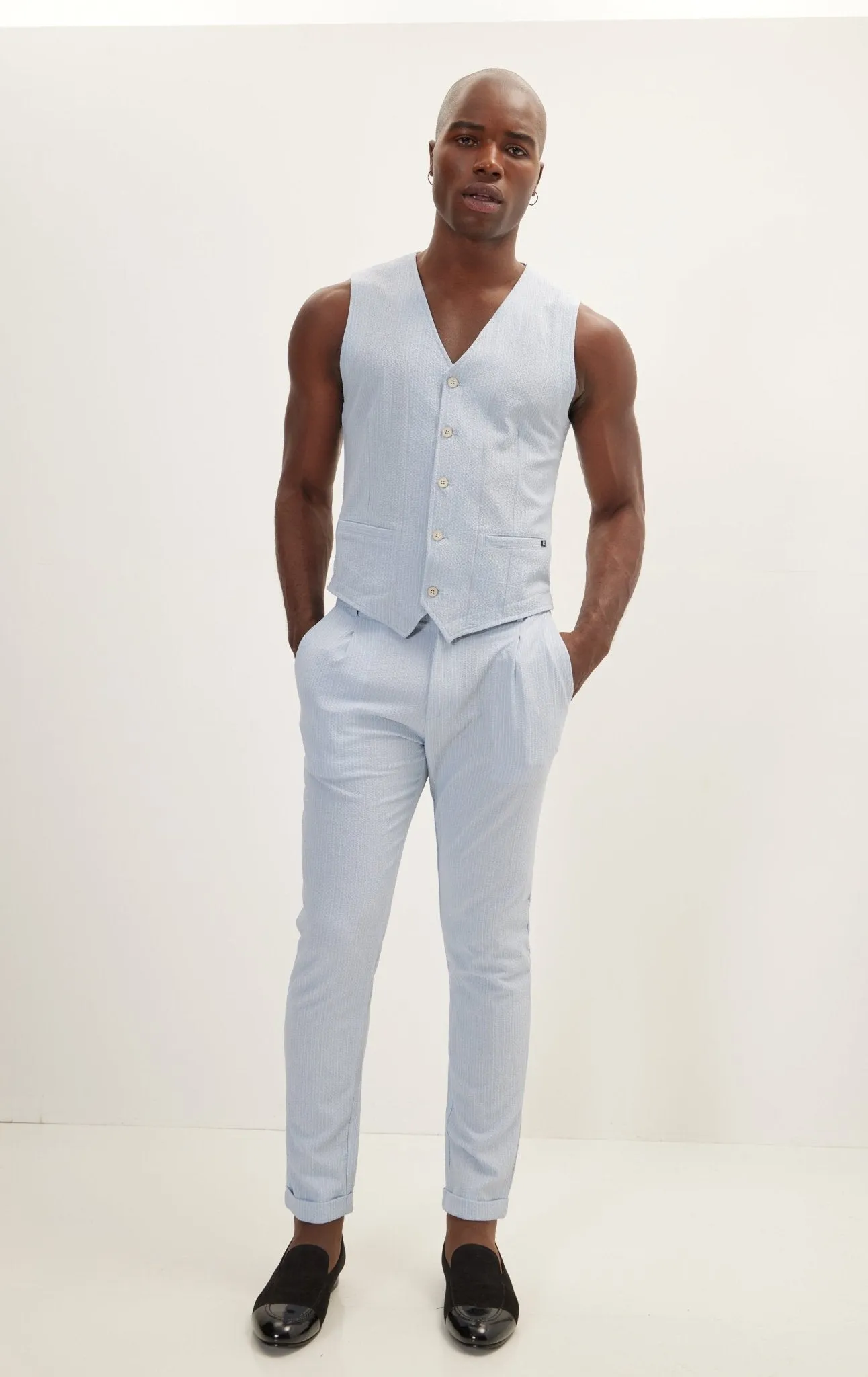 Five Button Blue Vest