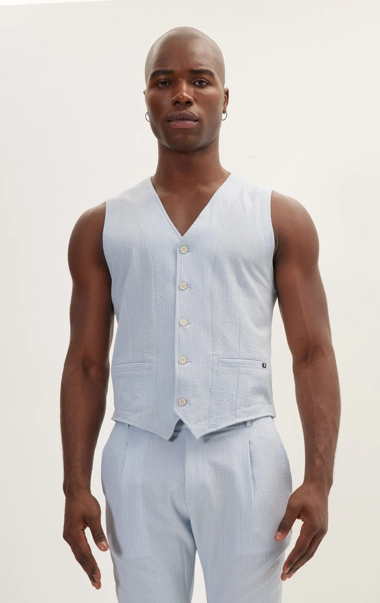 Five Button Blue Vest