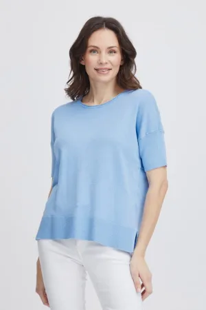 Fransa Boxy Fine Knit Pale Blue