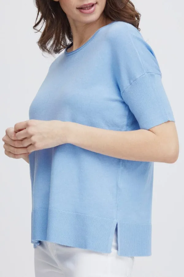 Fransa Boxy Fine Knit Pale Blue