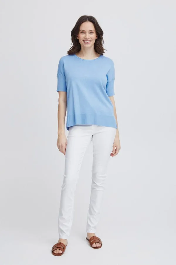 Fransa Boxy Fine Knit Pale Blue