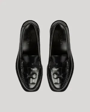 Hereu Nombela Leather Tassel Slip on Loafer Black