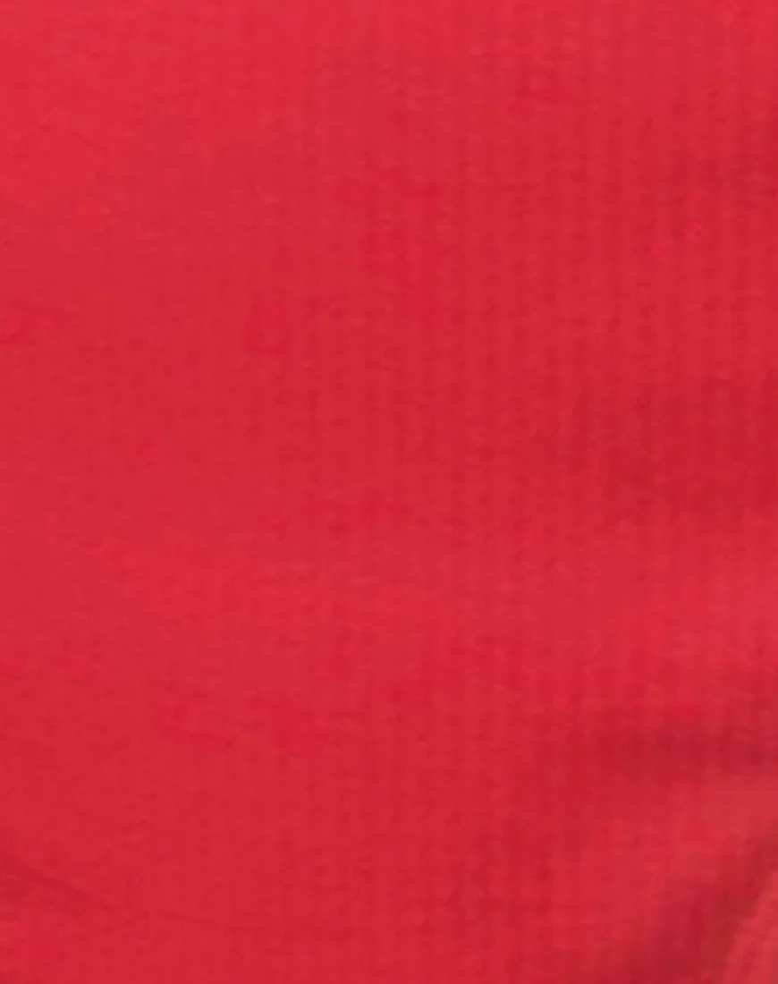 High Rise Bikini Bottom in Textured Baewatch Red