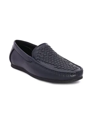 Hydes N Hues Men Blue Woven Design Loafers