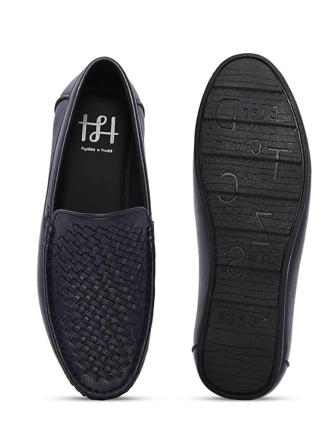 Hydes N Hues Men Blue Woven Design Loafers