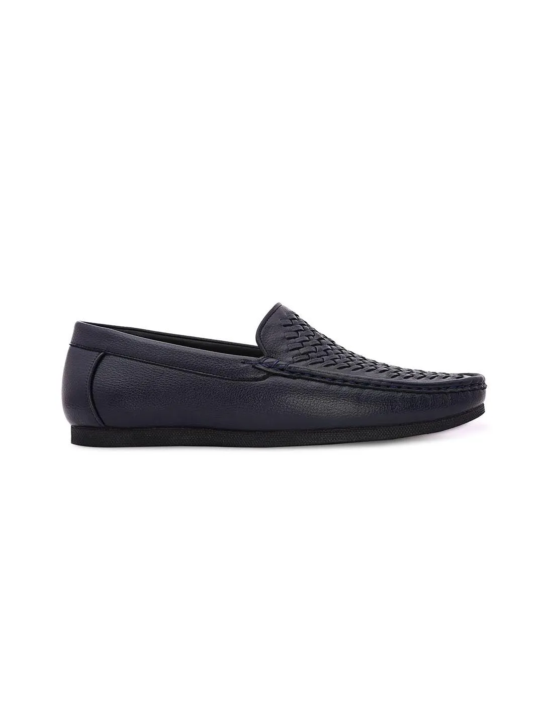 Hydes N Hues Men Blue Woven Design Loafers