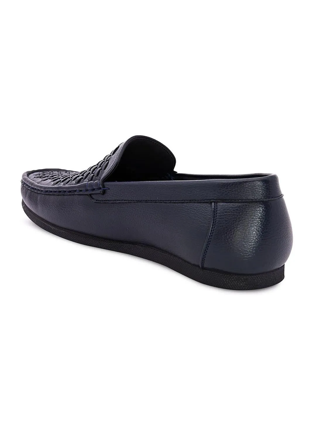 Hydes N Hues Men Blue Woven Design Loafers