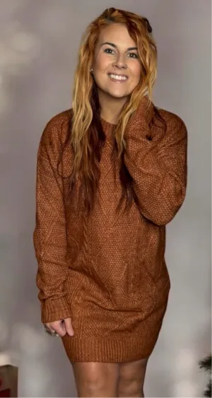 Kalli Detailed Sweater Dress (Rust)