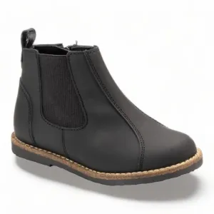 Kean - Black Sahara Leather Bootie for Boy/Girl by Manuela de Juan