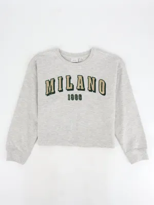 Kids Girl's Printed Sweatshirt,Light Grey
