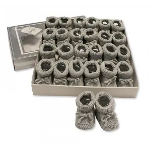 Knitted Tie-Up Baby Booties-Grey (0-3 Months) Bss-116-359G