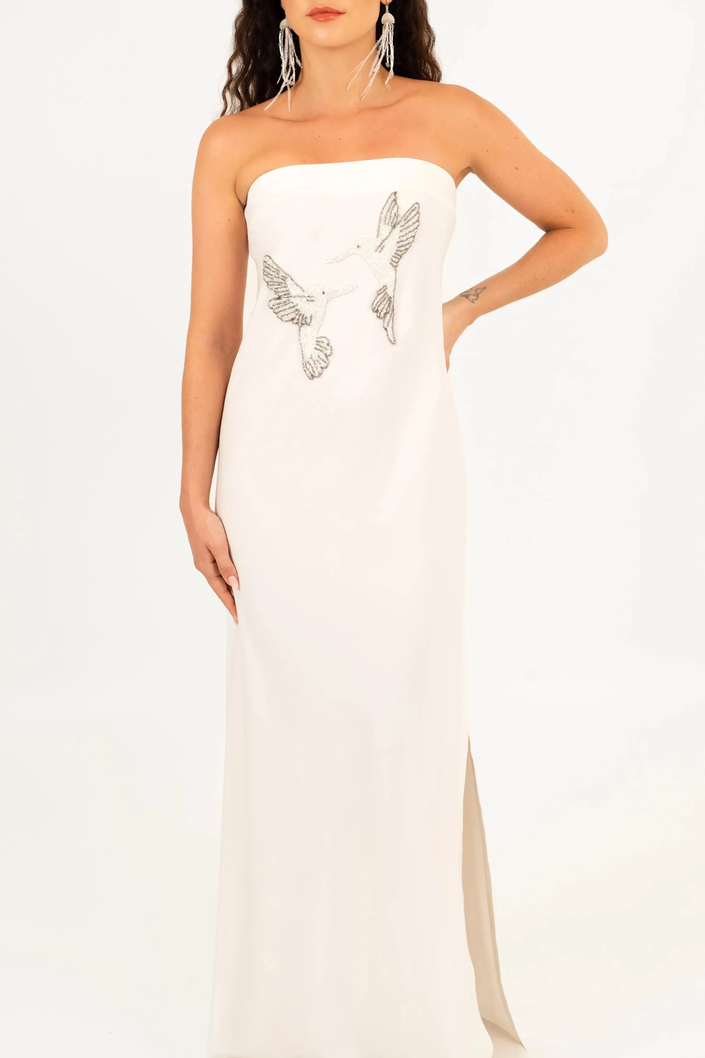 Lacie Bird Motifs Dress White