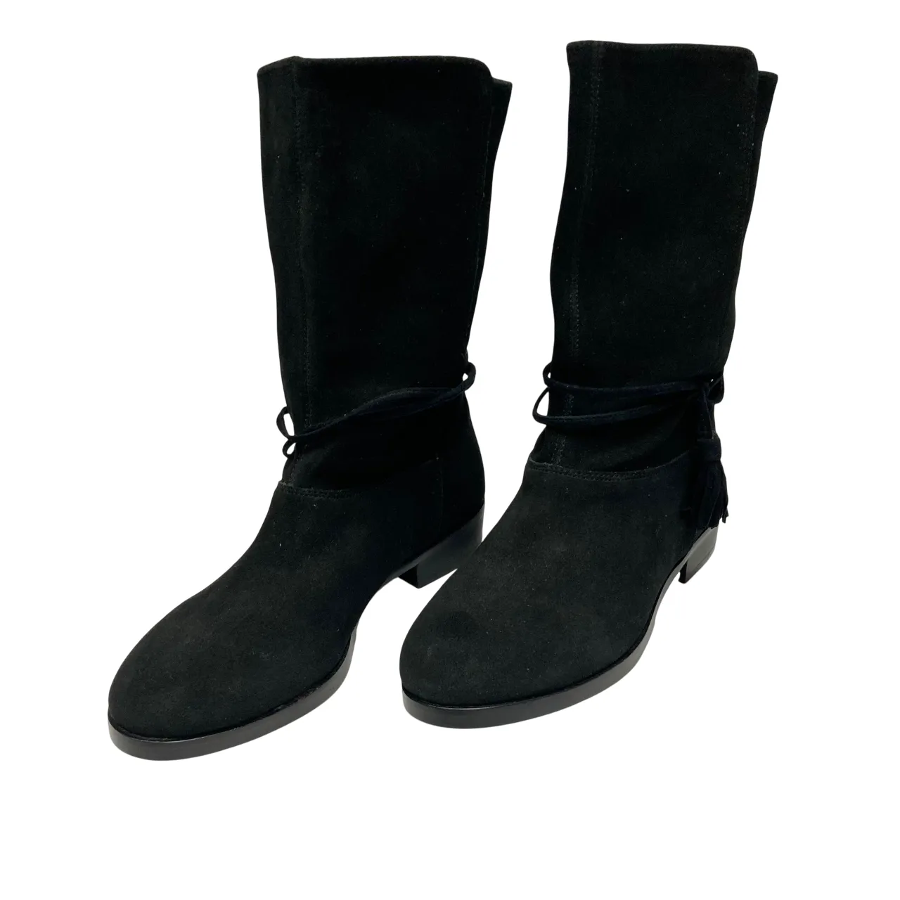 Land's End Women's Suede Slouch Black Boots