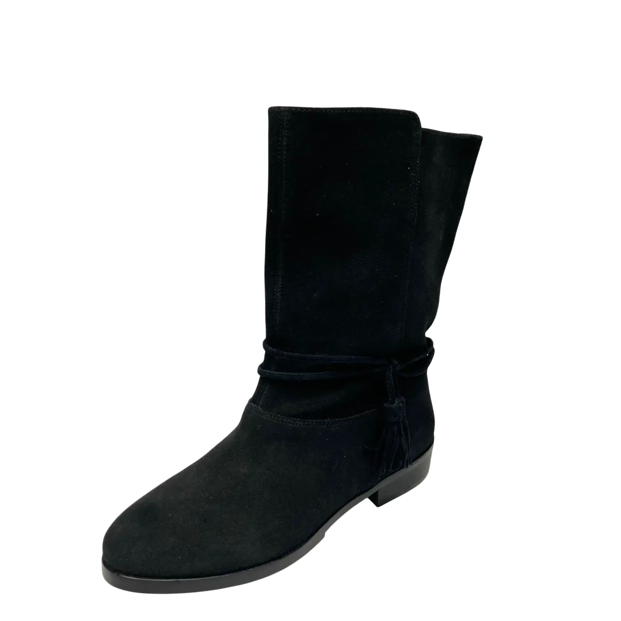 Land's End Women's Suede Slouch Black Boots