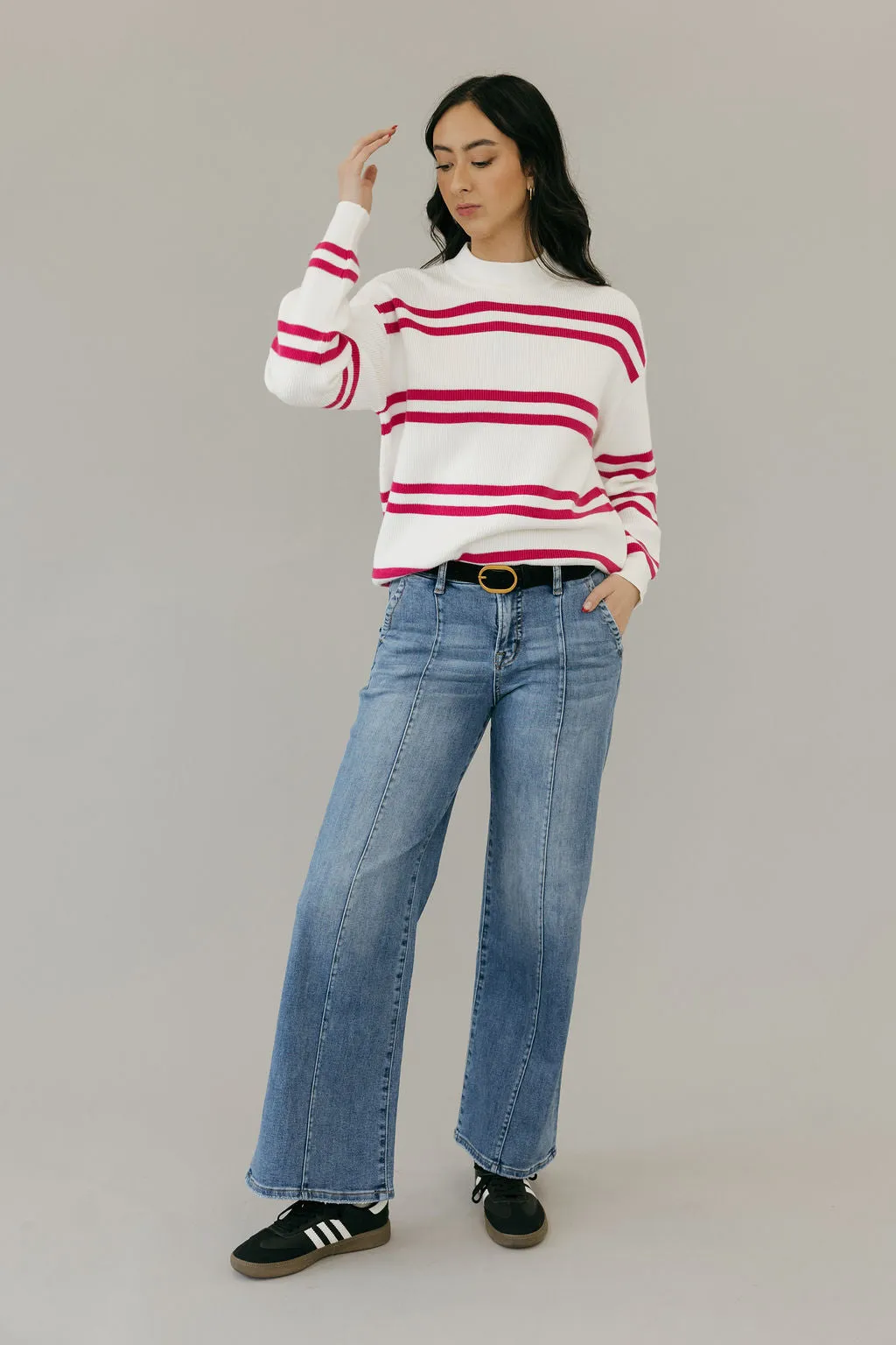 Lovie Sweater-Ivory/Magenta