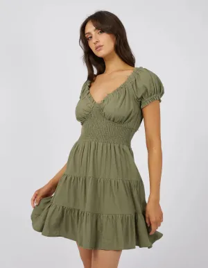 Luxe Linen Mini Dress Khaki