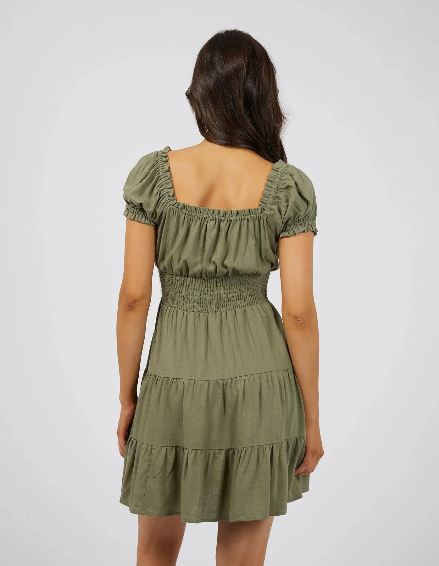 Luxe Linen Mini Dress Khaki