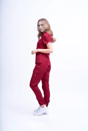 Mary K Five Pocket Jogger Maroon Scrub Pants