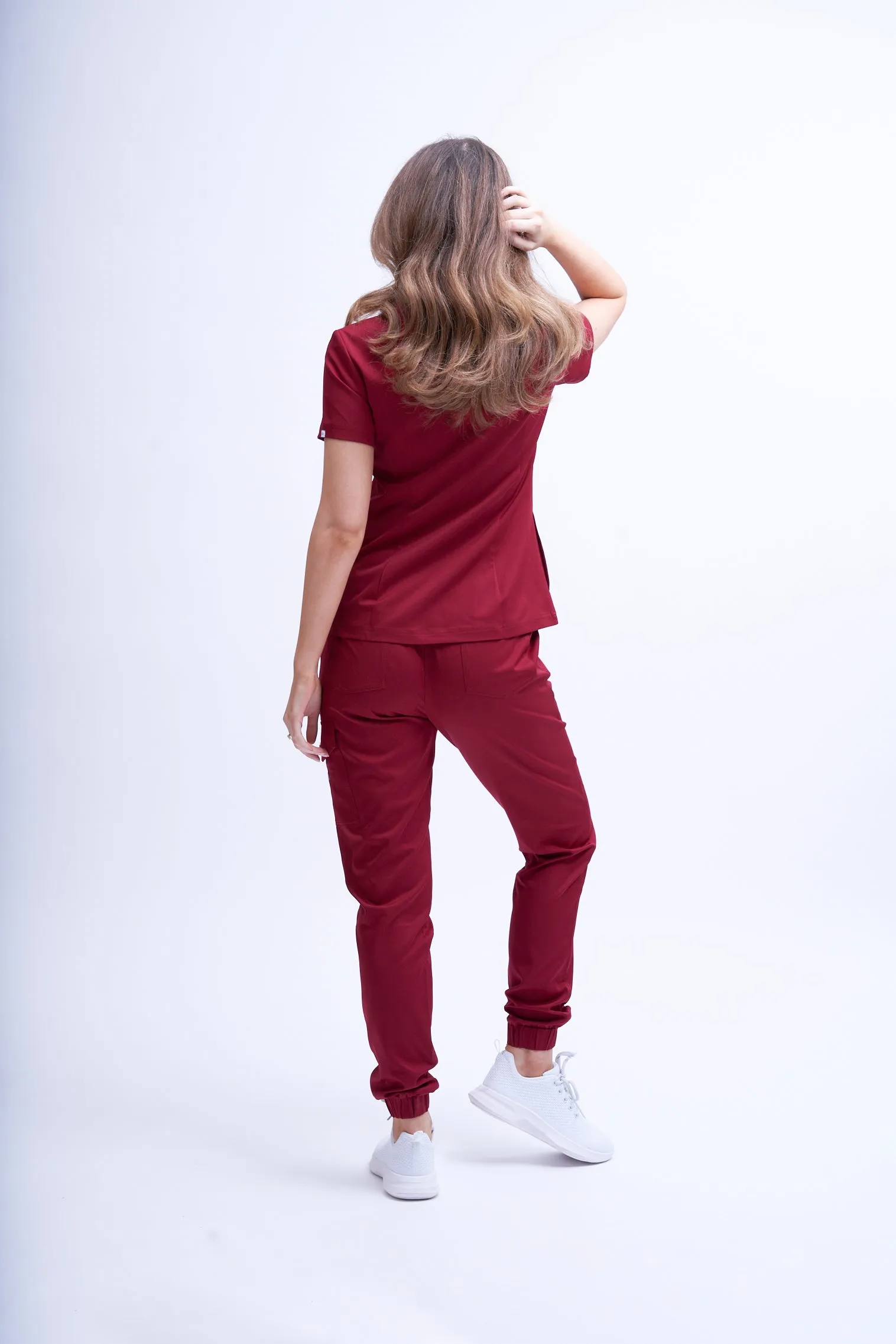 Mary K Five Pocket Jogger Maroon Scrub Pants