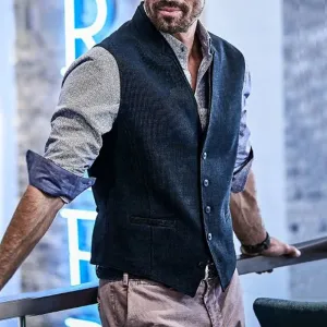 Men's Single-breasted Western Vest Jacket