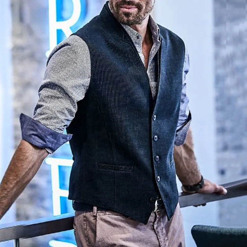 Men's Single-breasted Western Vest Jacket